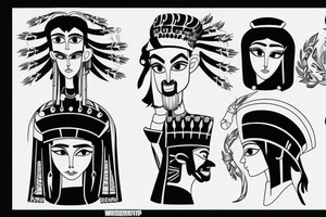 Emperor Kuzco and Izma head silhouette black tattoo idea