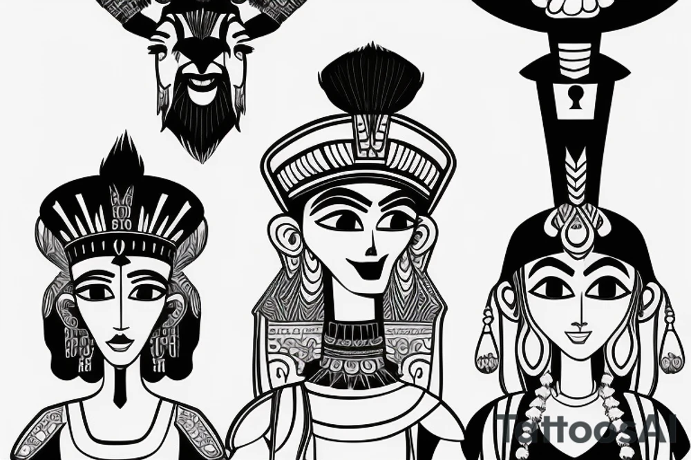 Emperor Kuzco and Izma head silhouette black tattoo idea