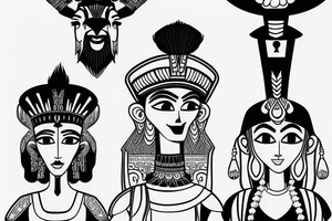 Emperor Kuzco and Izma head silhouette black tattoo idea