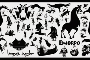 Emperor's groove Emperor Kuzco silhouette tattoo idea
