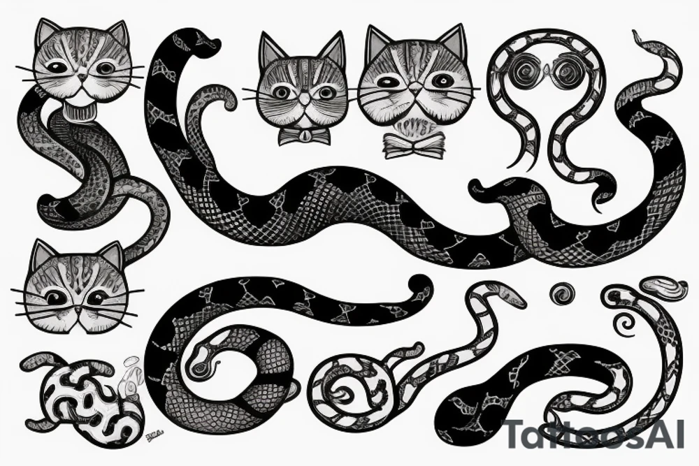 cat in snake tattoo idea