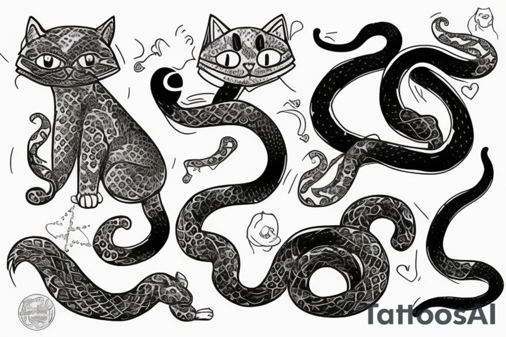 cat in snake tattoo idea