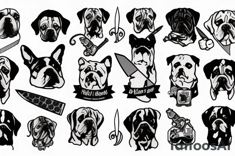 dog with a knife tattoo idea