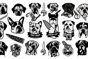 dog with a knife tattoo idea