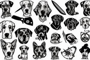 dog with a knife tattoo idea