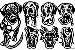 dog with a knife tattoo idea