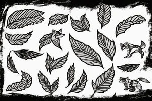 Fox With leaves and in motion tattoo idea