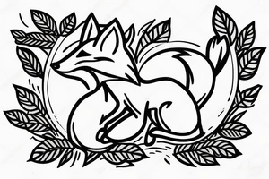 Fox With leaves and in motion tattoo idea