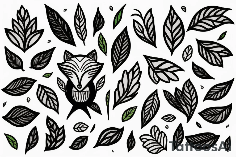 Fox With leaves and in motion tattoo idea