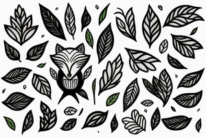 Fox With leaves and in motion tattoo idea