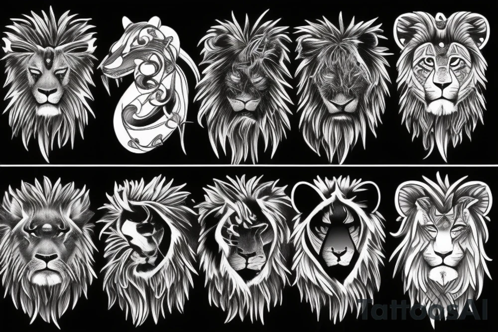 Black lion tattoo idea