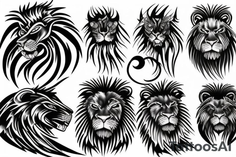Black lion tattoo idea
