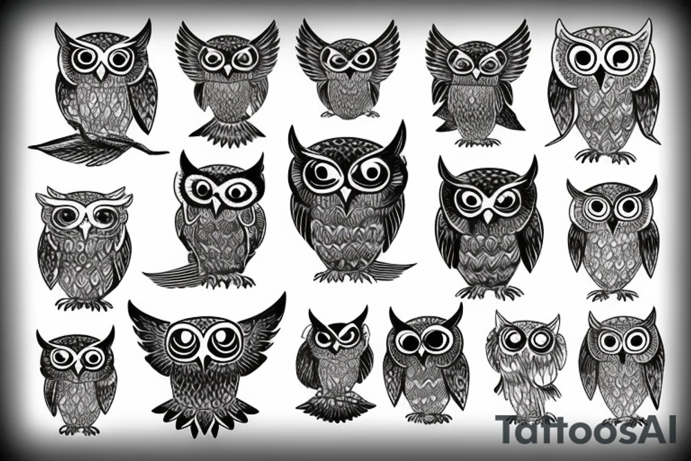 flying owl tattoo idea