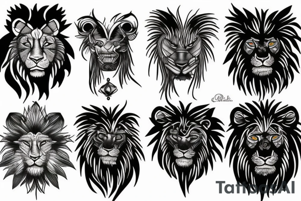 Black lion tattoo idea