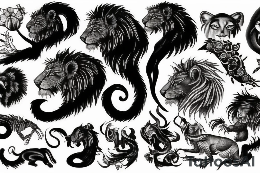 Black lion tattoo idea