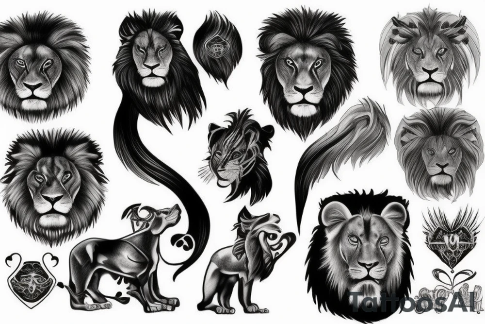 Black lion tattoo idea