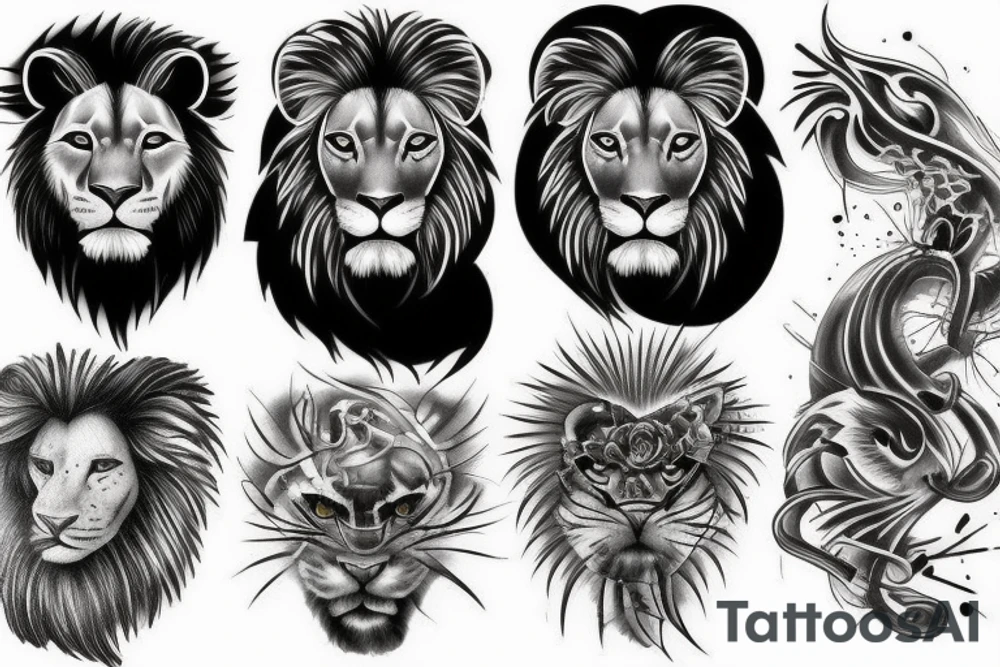 Black lion tattoo idea