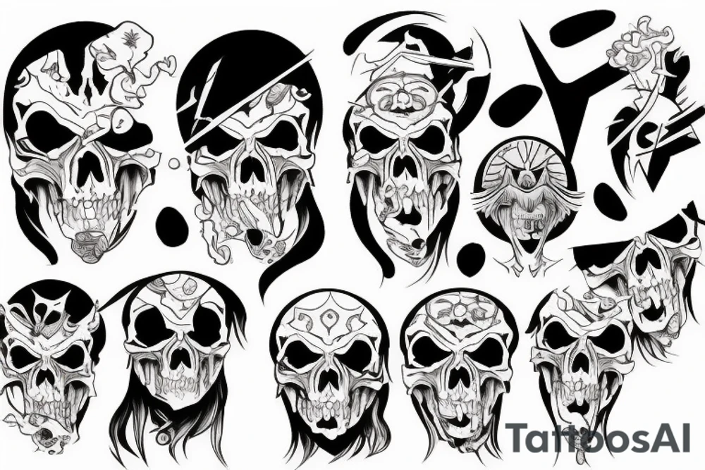 Woodoo skull jesus anime tattoo idea
