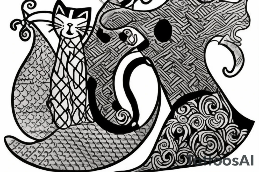 Cat and wine tattoo idea