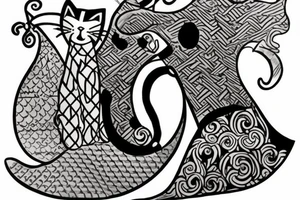 Cat and wine tattoo idea