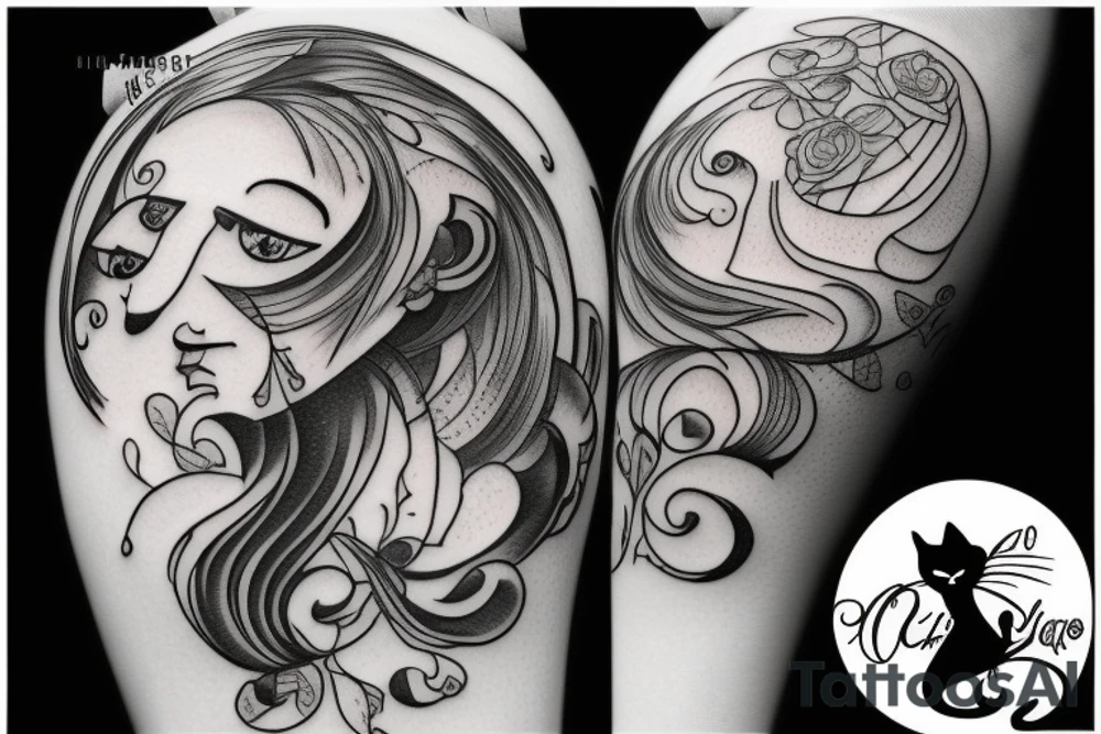 Cat and wine tattoo idea