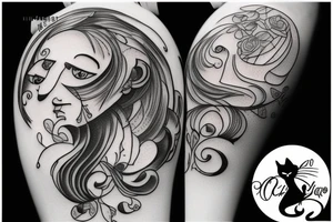 Cat and wine tattoo idea