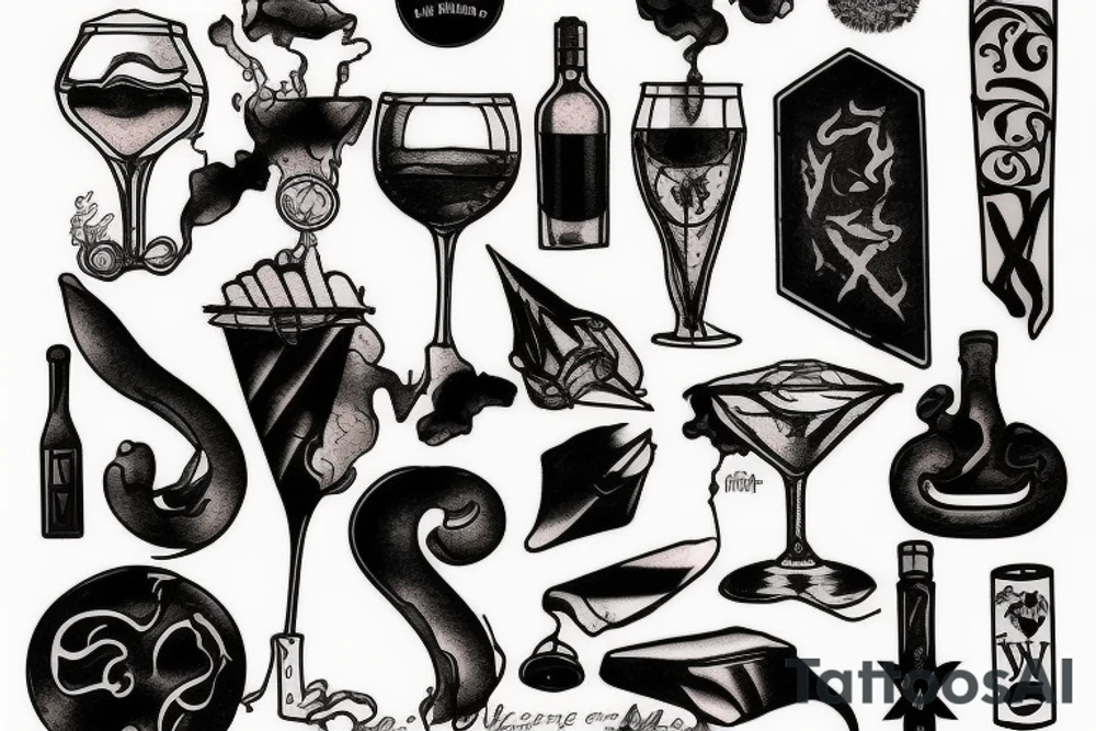 hashish and wine tattoo idea
