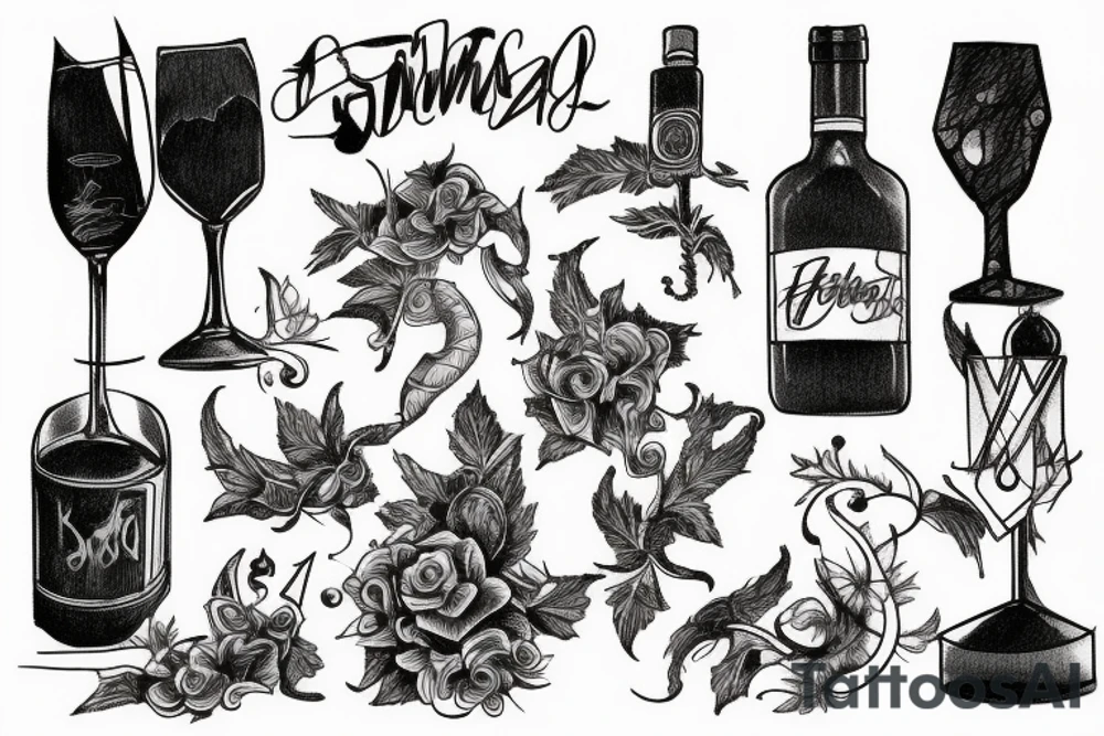 hashish and wine tattoo idea