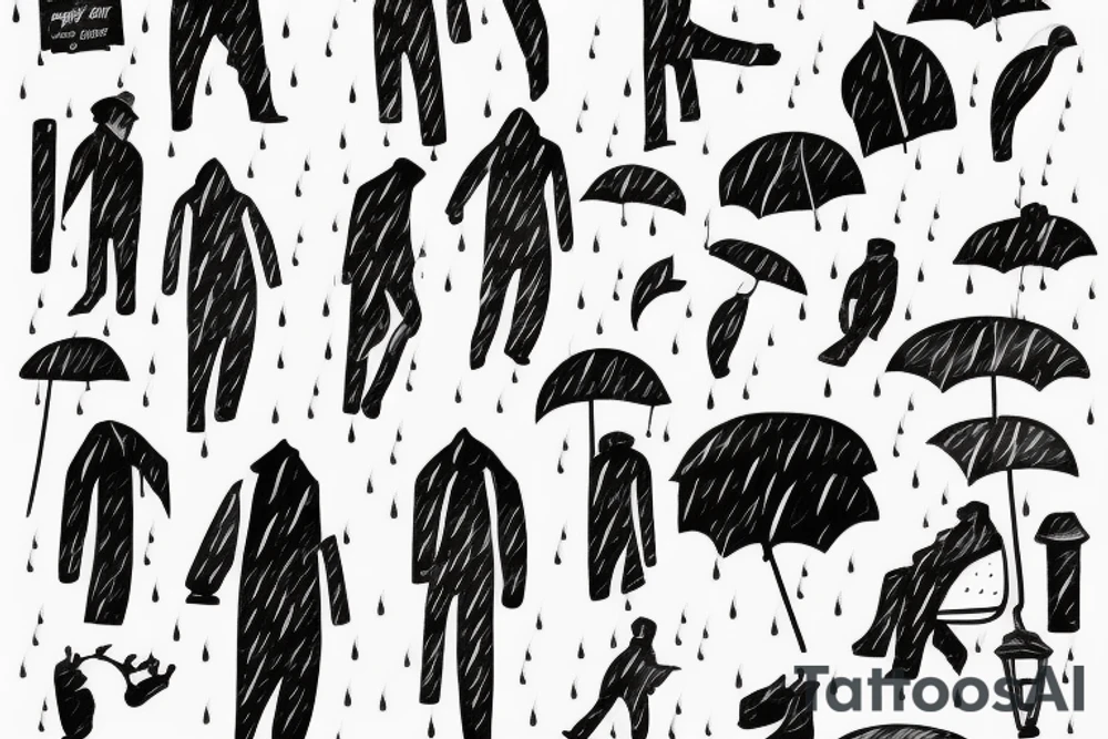 Lonely man under single light at night in the rain tattoo idea