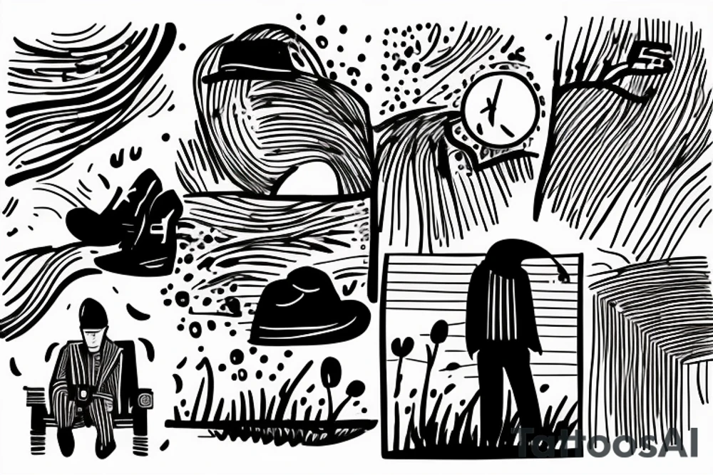 Lonely man under single light at night in the rain tattoo idea