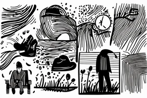 Lonely man under single light at night in the rain tattoo idea