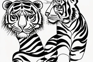 woman and tiger sitting together, jungle tattoo idea