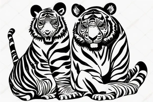 woman and tiger sitting together, jungle tattoo idea