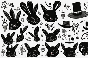 Black rabbit with hat tattoo idea