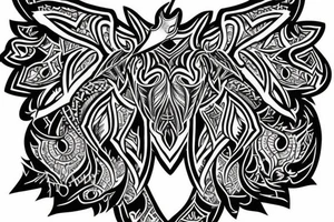 tribal tattoo of an antler made up by a combination of dark sharp crystals but also with a Charakter of angel tattoo idea