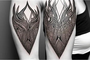 tribal tattoo of an antler made up by a combination of dark sharp crystals but also with a Charakter of health tattoo idea