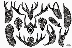 tribal tattoo of an antler made up by a combination of dark sharp crystals but also with a Charakter of health tattoo idea