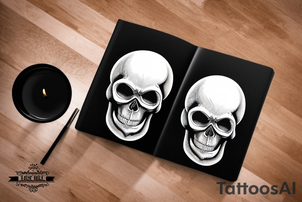The skull is lying on the book there is a candle on the skull tattoo idea