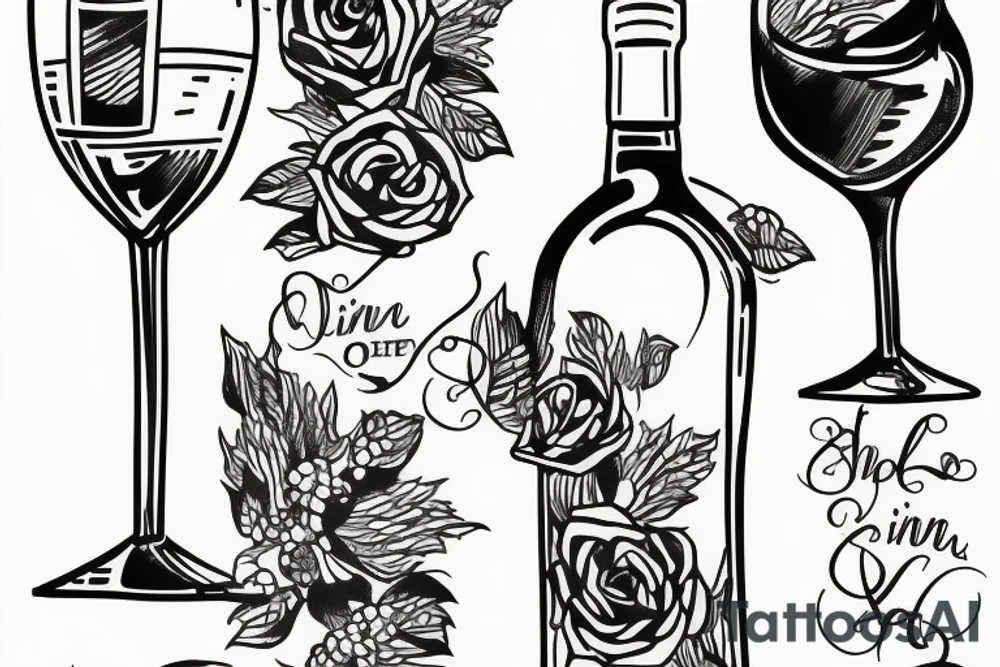 2 glasses of wine, one is full and the other is half-empty tattoo idea