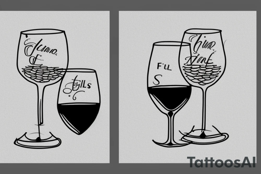 2 glasses of wine, one is full and the other is half-empty tattoo idea