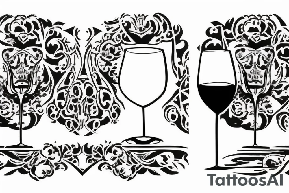 2 glasses of wine side by side in the style of an icon tattoo idea
