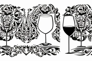 2 glasses of wine side by side in the style of an icon tattoo idea