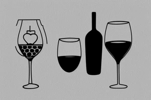 2 glasses of wine side by side in the style of an icon tattoo idea