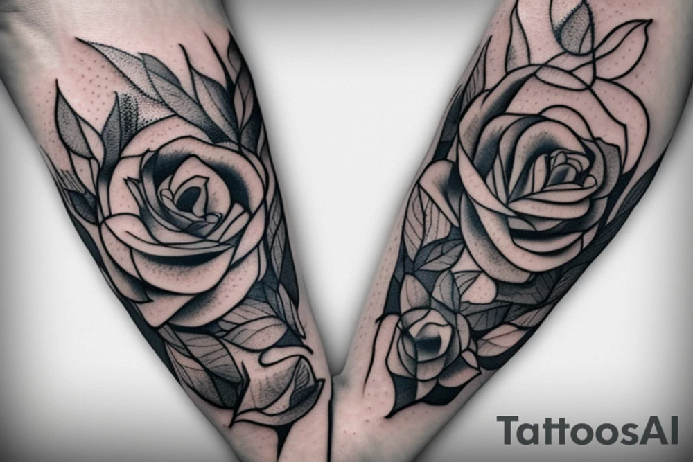 Rose in hand for you, forest, wolf tattoo idea