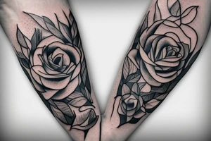 Rose in hand for you, forest, wolf tattoo idea
