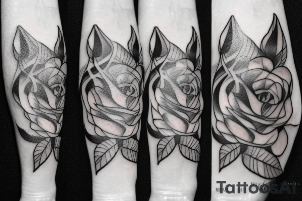 Rose in hand for you, forest, wolf tattoo idea