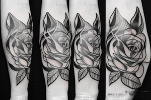 Rose in hand for you, forest, wolf tattoo idea