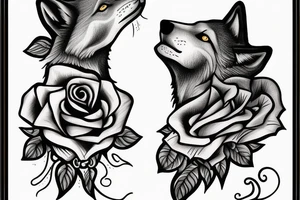 Rose in hand for you, forest, wolf tattoo idea