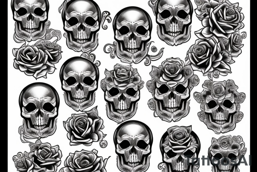 skull rose tattoo idea