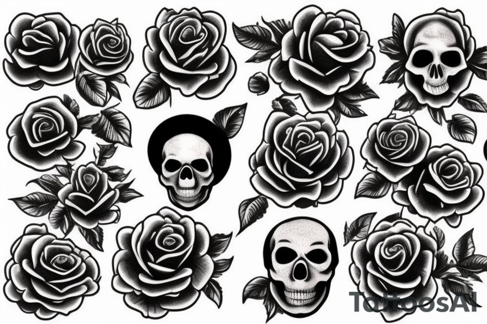 skull rose tattoo idea